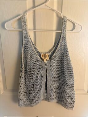 Hippie Rose Pale Blue Crochet Tank